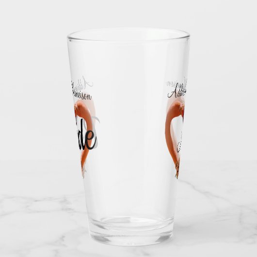 Bruid Flamingo Wedding Heart Glas (Rechts)