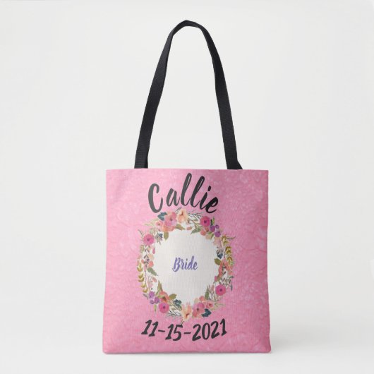 Bruid Floral krans ontwerp Tote Bag (Voorkant)