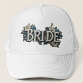 Bruid geborduurde faux bloemenpatch trucker pet (Voorkant)