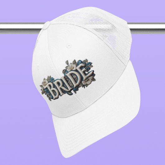 Bruid geborduurde faux bloemenpatch trucker pet