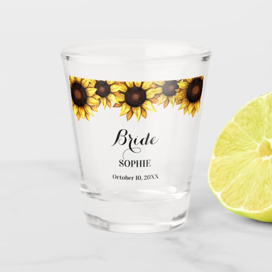 Bruid Geel Wit Bruiloft Bloem  Shot Glas (Voorkant)