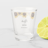 Bruid Geel Wit Bruiloftsbloem Shot Glas (Achterkant)