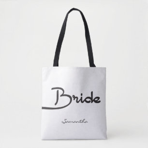 Bruid, gepersonaliseerde naam, script tote bag