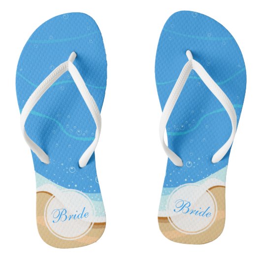 Bruid gepersonaliseerde strand bruiloft | Teenslip Teenslippers (Voetbed)