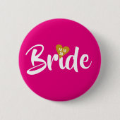 Bruid Goud Datum Hart Persoonlijk Ronde Button 5,7 Cm (Voorkant)
