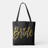 Bruid Goud en Zwarte Wedding Party Bag Tote Bag (Achterkant)