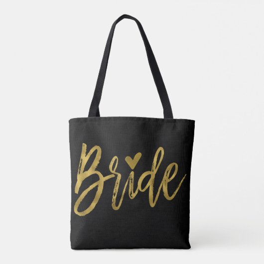 Bruid Goud en Zwarte Wedding Party Bag Tote Bag (Achterkant)