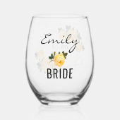 Bruid Goud Glitter Geometrisch Sinaasappel Bloemen Wijnglas Zonder Voet (Voorkant)