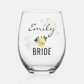 Bruid Goud Glitter Geometrische Geel Bloemen Bruil Wijnglas Zonder Voet (Voorkant)