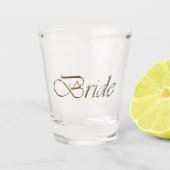 Bruid, goud script elegant chic duidelijk shot glas (Voorkant)