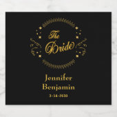 Bruid Goud Zwart Trouwen Elegant Klassiek Bier Etiket (Enkel label)
