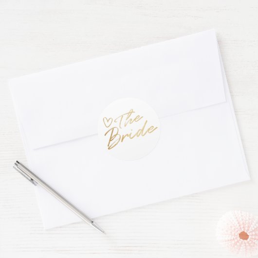 Bruid - Gouden faux folie sticker (Envelop)