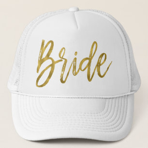 Bruid Gouden Folie En Witte Trucker Hoed Pet