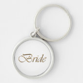 Bruid, gouden schrift elegante chique witte sleutelhanger (Voorkant)