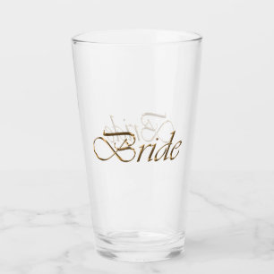 Bruid, gouden script elegant chic duidelijk drink glas