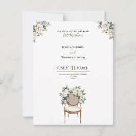 Bruid Gouden Witte Rozen Chique bruiloft uitnodigi Kaart