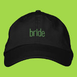 Bruid Groen Meisje Zomer Geborduurd Papa Pet<br><div class="desc">Minimalistische chique bruid dad pet in groene tekst</div>