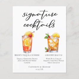 Bruid Groom Beach bruiloft handtekening cocktails 