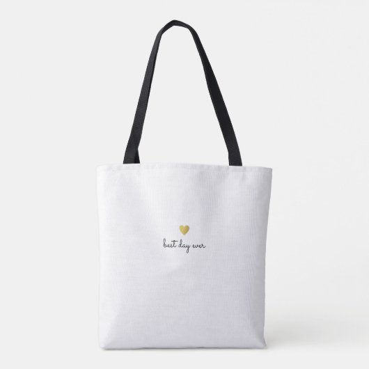bruid & groom initialen & namen op wit tote bag (Achterkant)