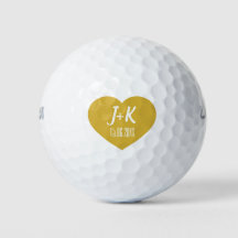 Bruid Groom Monogram Gouden Hart Golf Ballen
