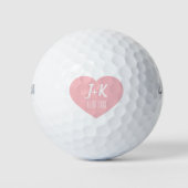 Bruid Groom Monogram Roze Hart Golf Ballen (Voorkant)