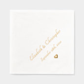 Bruid Groom Monogram Trouwdatum Party Cocktail Folie Servetten (Voorkant)