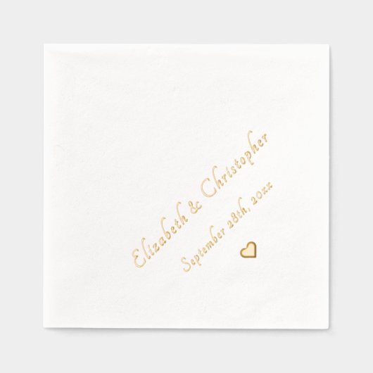 Bruid Groom Monogram Trouwdatum Party Cocktail Folie Servetten (Voorkant)