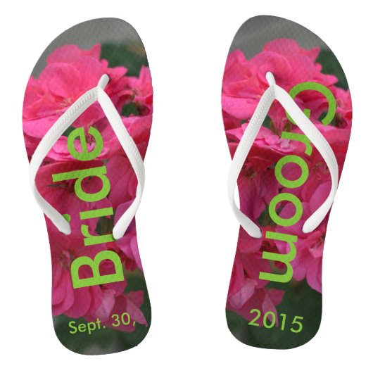 Bruid Groom Roos Geranium Teenslippers (Voetbed)