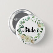 Bruid Handlettering chic calligrafie rozenkrans Ronde Button 5,7 Cm (Voorkant /achterkant)