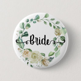 Bruid Handlettering chic calligrafie rozenkrans Ronde Button 5,7 Cm