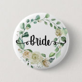Bruid Handlettering chique kalligrafie rozenkrans Ronde Button 5,7 Cm (Voorkant)
