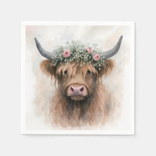 Bruid Highland Koe met Bloemenkroon Servet