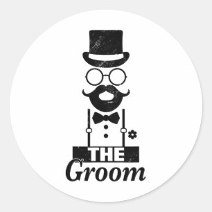 Bruid Hurkt Bruidegom Jonggezellenfeest  Ronde Sticker