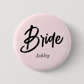 Bruid Huwelijk Blush Roze Schrift Ronde Button 5,7 Cm (Voorkant)