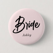 Bruid Huwelijk Blush Roze Script  Ronde Button 5,7 Cm (Voorkant)