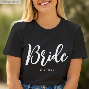 Bruid Huwelijk Persoonlijke Naam Zwart Wit T-shirt