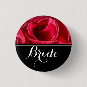 Bruid Huwelijk Rode Rozen Ronde Button 3,2 Cm