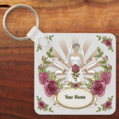 Bruid Huwelijk Rozen aangepaste sleutelhanger (Voorkant)