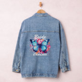 Bruid Huwelijk Vlinder Roze Bloem Motief Persoonli Denim Jacket (Hangar)