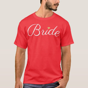 Bruid Huwelijk, Wit met Gouden Hart, Bruids- T-shirt