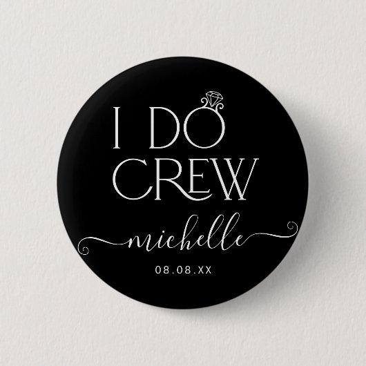 Bruid I Do Crew Aangepaste Naam Bruiloft Ring Ronde Button 5,7 Cm (Voorkant)