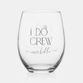 Bruid I Do Crew Aangepaste Naam Bruiloft Ring Wijnglas Zonder Voet (Voorkant)