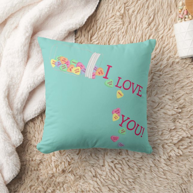 BRUID I Love You Candy Hearts Valentijnsfeest Kussen (Deken)