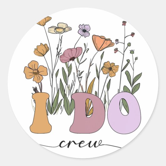 Bruid Ik Doe Bemanning Retro Groovy Bachelorette F Ronde Sticker (Voorkant)