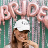 Bruid in Black Modern Script Bachelorette Diamant Trucker Pet