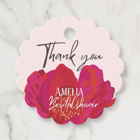 Bruid in bloei bloemenbloesem Vrijgezellenfeest Bedankjes Labels (Voorkant)