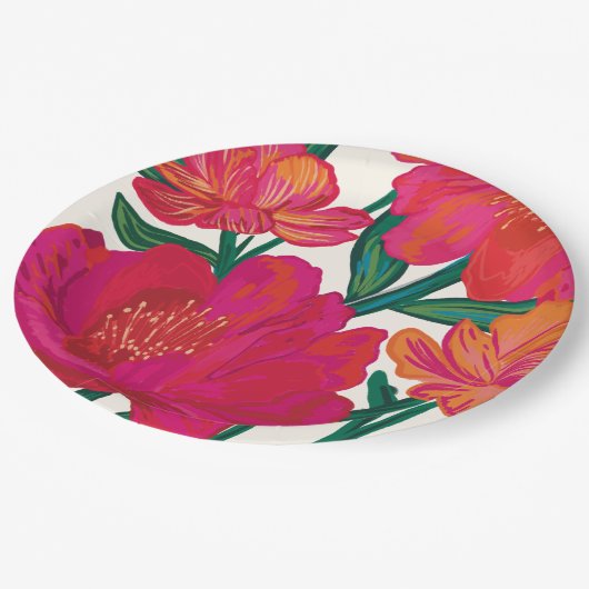 Bruid in bloei floraal Vrijgezellenfeest tafel dec Papieren Bordje (Gekanteld)