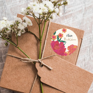 Bruid in bloei floraal Vrijgezellenfeest tafel dec Ronde Sticker