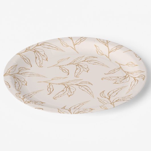 Bruid in bloei roos en gouden bloemig vrijgezellen papieren bordje (Gekanteld)