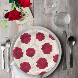 Bruid in bloei roos en gouden bloemig vrijgezellen papieren bordje